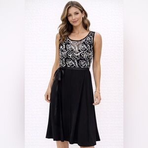 ✨J’adore Black Embroidered Fit & Flare Dress - Size 14
